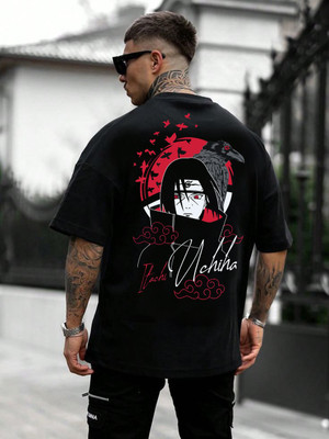 BQF Printed Men Round Neck Black T-Shirt