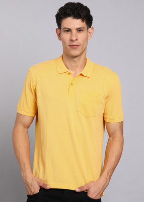 PARK AVENUE Solid Men Polo Neck Yellow T-Shirt