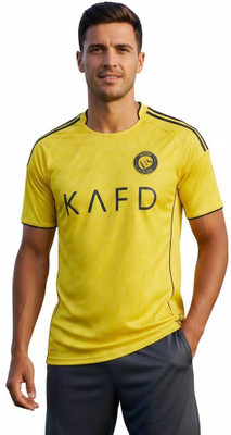 Thiva Printed Men V Neck Yellow T-Shirt