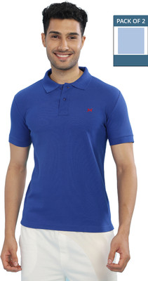 Force NXT Solid Men Polo Neck Multicolor T-Shirt