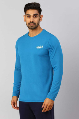 HouseOfCommon Solid Men Round Neck Blue T-Shirt