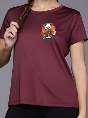 SZN Graphic Print Women Round Neck Maroon T-Shirt