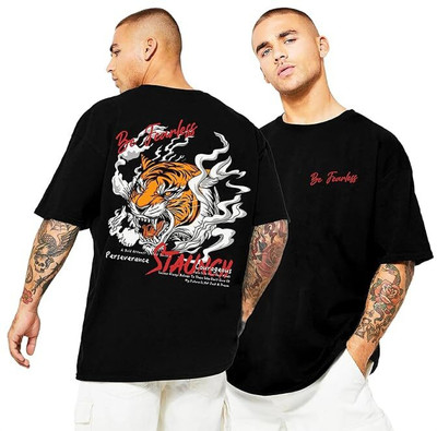 SM SHAYAM CREATION Graphic Print Men Round Neck Black T-Shirt