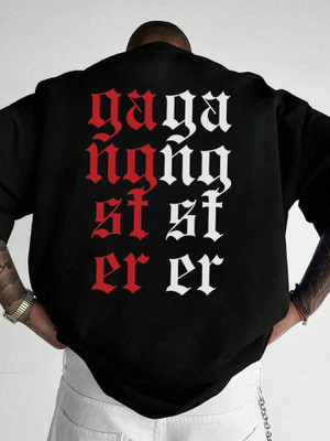 Cool Plus Typography Men Round Neck Black T-Shirt