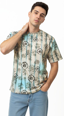 BLACKY8 Printed, Abstract Men Round Neck Multicolor T-Shirt