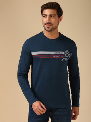 VAN HEUSEN Printed Men Crew Neck Dark Blue T-Shirt