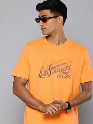 LEVI'S Printed Men Crew Neck Orange T-Shirt