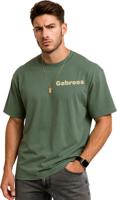 Gabroos Printed Men Round Neck Dark Green T-Shirt