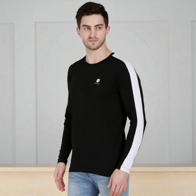 FARICON Solid Men Round Neck Black T-Shirt
