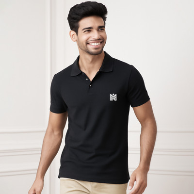 Rimore Clothing Embroidered Men Round Neck Black T-Shirt