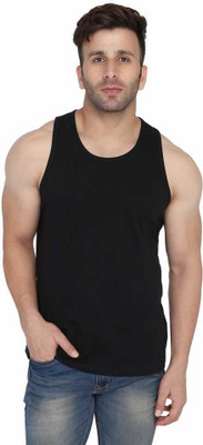 SLOWLORIS Solid Men Round Neck Black T-Shirt