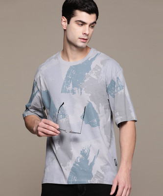 Roadster Printed Men Round Neck Grey T-Shirt