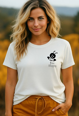 LAVENIR Graphic Print Women Round Neck White T-Shirt