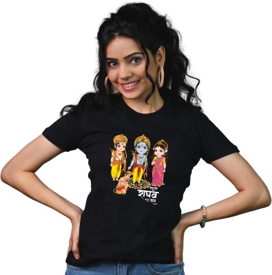 Tedhi Medhi Family Printed Women Round Neck Black T-Shirt