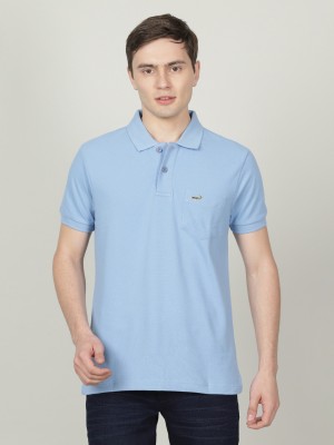 CROCODILE Solid Men Polo Neck Blue T-Shirt