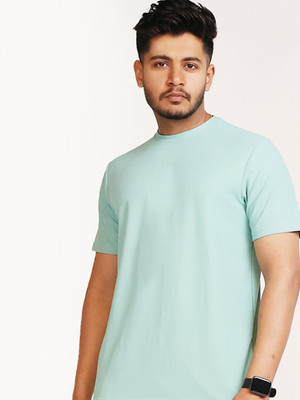 PROPERSEVEN Solid Men Round Neck Light Green T-Shirt