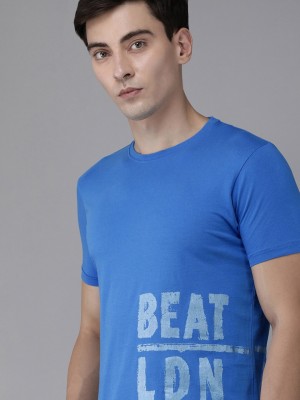 BEAT LONDON by Pepe Jeans Printed Men Round Neck Blue T-Shirt