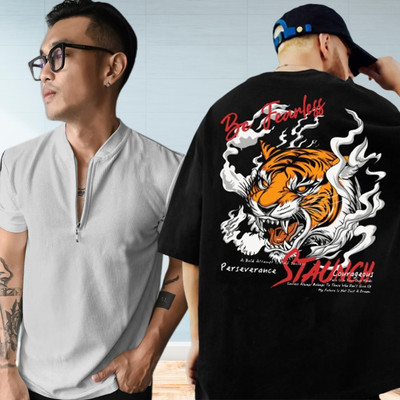 Jump Cuts Printed Men Henley Neck Reversible Multicolor T-Shirt