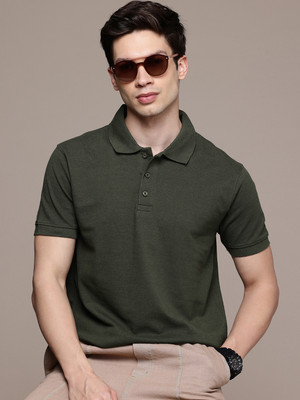 METRONAUT Solid Men Polo Neck Green T-Shirt