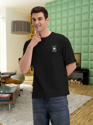 Dark Drive Printed Men Round Neck Black T-Shirt