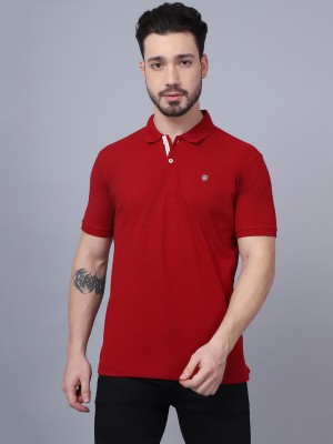 CANTABIL Solid Men Polo Neck Maroon T-Shirt