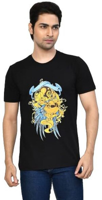 altius Graphic Print Men Round Neck Black T-Shirt
