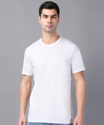 METRONAUT Solid Men Round Neck White T-Shirt