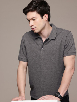 Moda Rapido Solid Men Polo Neck Grey T-Shirt