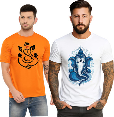 SSDSSFASHION Printed Couple Crew Neck White T-Shirt