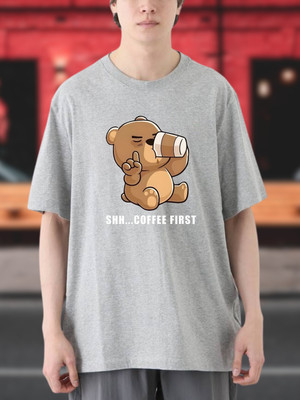 Cool Plus Printed Men Round Neck Grey T-Shirt