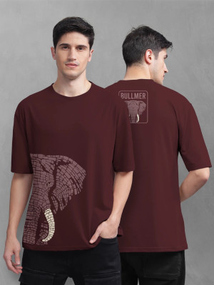 Bullmer Typography Men Round Neck Maroon T-Shirt
