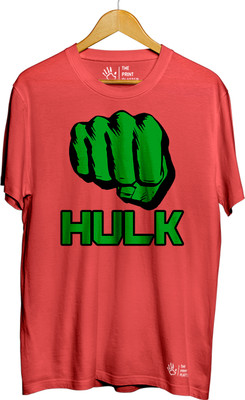 THE PRINT PLATTER Printed Men Round Neck Red T-Shirt