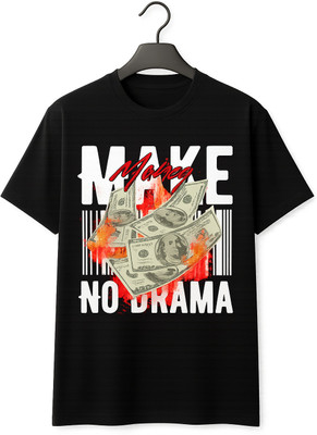 experttshirt Solid Men Round Neck Black T-Shirt