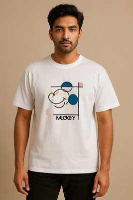 Flicky Fusion Printed Men Round Neck White T-Shirt