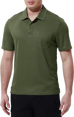 COLORTRAIT Solid Men Polo Neck Green T-Shirt