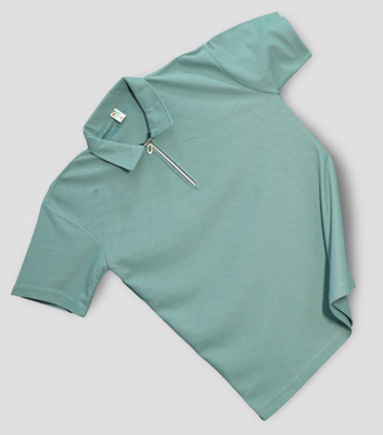 NB NICKY BOY Self Design Men Zip Neck Green T-Shirt