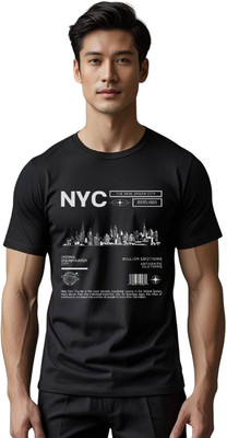 Millionemotions Printed Men Round Neck Black T-Shirt