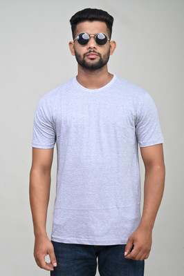 London Moxie Solid Men Round Neck Grey T-Shirt