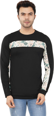 Styvibe Solid, Printed Men Round Neck Black T-Shirt