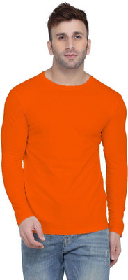Kroptee Solid Men Round Neck Orange T-Shirt