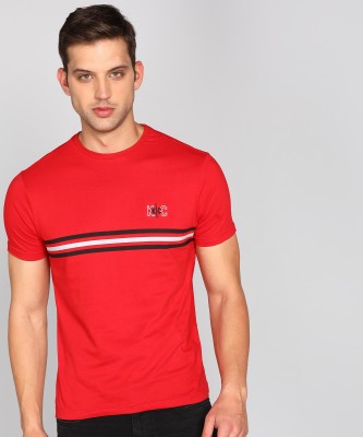 Kenneth Cole Solid Men Round Neck Red T-Shirt
