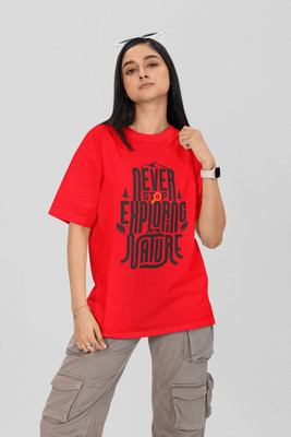 Stylewill Graphic Print Women Round Neck Red T-Shirt