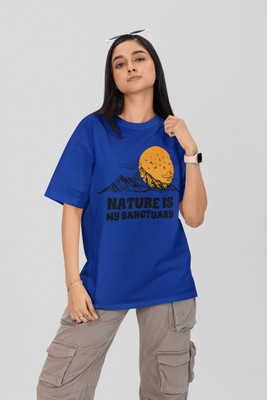 Stylewill Graphic Print Women Round Neck Blue T-Shirt