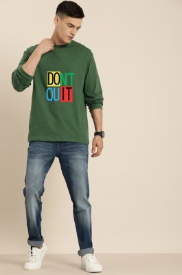 PP TRENDS Typography Men Round Neck Dark Green T-Shirt