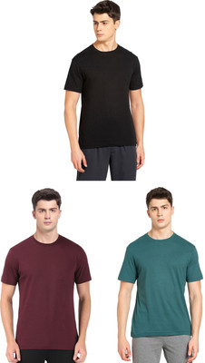 JOCKEY Solid Men Round Neck Black, Green, Maroon T-Shirt