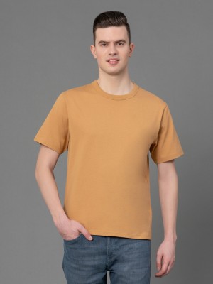 RED TAPE Solid Men Round Neck Yellow T-Shirt