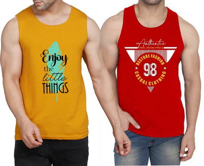 WOOSTRO Printed Men Scoop Neck Yellow, White, Red T-Shirt