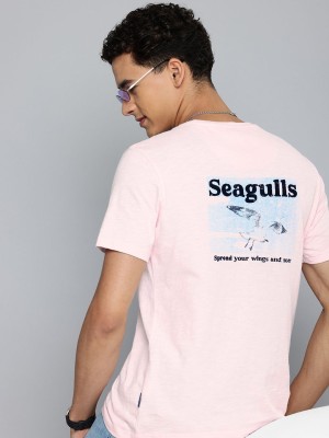 AEROPOSTALE Printed Men Round Neck Pink T-Shirt