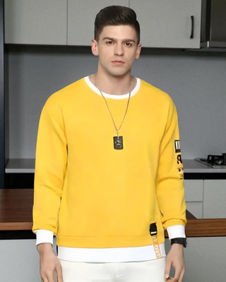 Autna Printed Men Round Neck Yellow T-Shirt