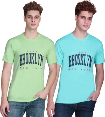 Zeffit Printed Men Round Neck Green, Multicolor T-Shirt